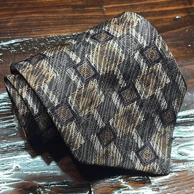 Louis Roth серый и синий шелковый галстук - геометрический, дизайнерский - Изображение 1 из 4