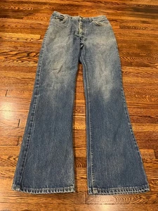 Lee Jeans 31x34 (29x32) Blue VTG 70s Faded Straight Leg Denim Talon 42 Riders - Picture 1 of 10