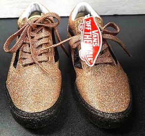Vans Unisex Fuera de la Pared Monopatín Zapatos de Encaje Niños Talla 6.5 Dorado Brillo 508357 - Imagen 1 de 7