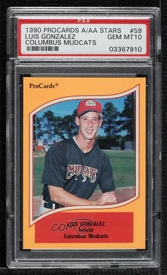 1990 ProCards A & AA Minor League Stars Luis Gonzalez #59 PSA 10 GEM MT - Image 1 of 2