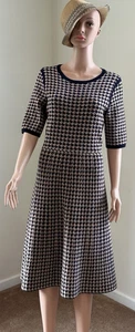 Ann Taylor Women's Medium Houndstooth Pattern Stretchy A-Line Midi Dress - Picture 1 of 11