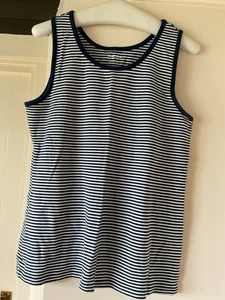 Women's Striped Sleeveless T-shirt. Lands End, Size Med, Exc Cond , Navy/white - Picture 1 of 3