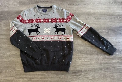Suéter CHAPS Ralph Lauren COPO DE NIEVE Ciervo Isla Justa Tejido NAVIDAD CUELLO REDONDO L 🔥 Foto 1 de 4