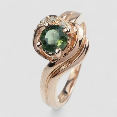 Graceful Forest Green Sapphire 925 Sterling Silver Handmade Fine Jewelry Rings - Image 1 of 4