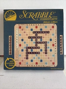 Vintage 1977 Scrabble Deluxe Rotating Board Game Complete Wooden Tiles US Made - Picture 1 of 13