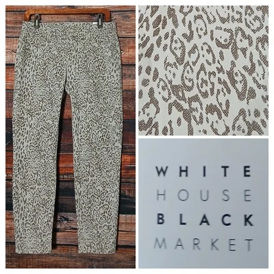 White House Black Market Pants Size 6 Mid Rise Skinny Crop Ankle Leopard  NWT  - Image 1 of 4