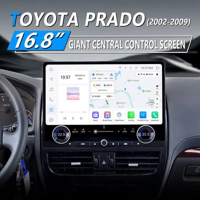 16.8"Android Car Radio for Toyota Prado 2002-2009 Wireless Carplay FM DSP BT5.0 - Image 1 of 4