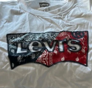 Levi's Unisex Kids XL Bandana Logo White Short Sleeve T-Shirt - Picture 1 of 5