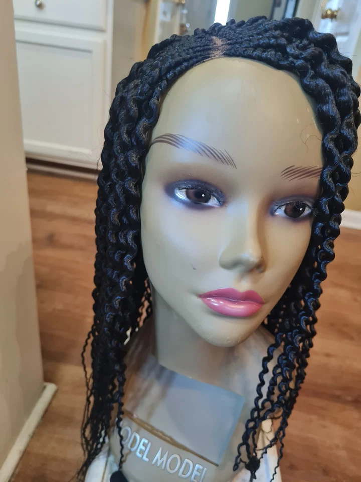 Peluca corta trenzada para mujer negra trenzas trenzas encaje frontal fibra sintética Foto 1 de 4