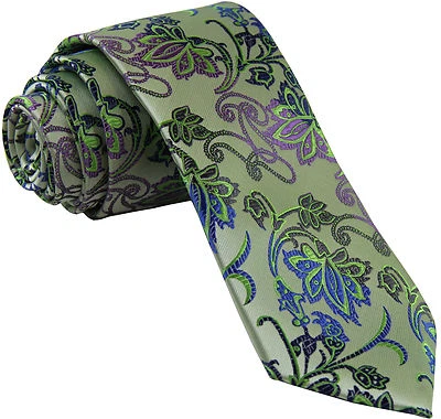 Nueva Corbata Milani Para Hombre Poliéster Formal Fiesta Ocasión Verde Azul Marino Patrón Foto 1 de 2