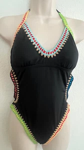 BAR III Black One Piece Swimsuit 8MBGG Be Weave It Size S $88 #51 - Picture 1 of 4