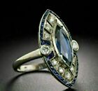 Victorian Edwardian Wedding Ring 2.4 Ct Simulated Sapphire 14K White Gold Plated