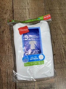 Kids Boys Hanes 5 count Tagless White T-Shirts Undershirts, XS 4-5 - Picture 1 of 5