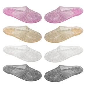 Women Beach Jelly Slippers Hollowed Out Flat Sandals Closed Toe Slide Slippers - Picture 1 of 32