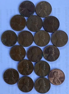 18 Lincoln Pennies aus den USA. Verschiedene Jahre zwischen 1941 und 1983. - Bild 1 von 1