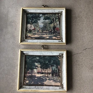 2- Quadri vintage anni '60 J E Warfield incorniciati parco passeggiata alberi strade - Foto 1 di 24