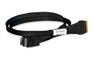 Icy Dock MB206L-B SlimSAS 8i SFF-8654 to 2x OCuLink 4i SFF-8611 Cable 0.5M - Picture 1 of 3