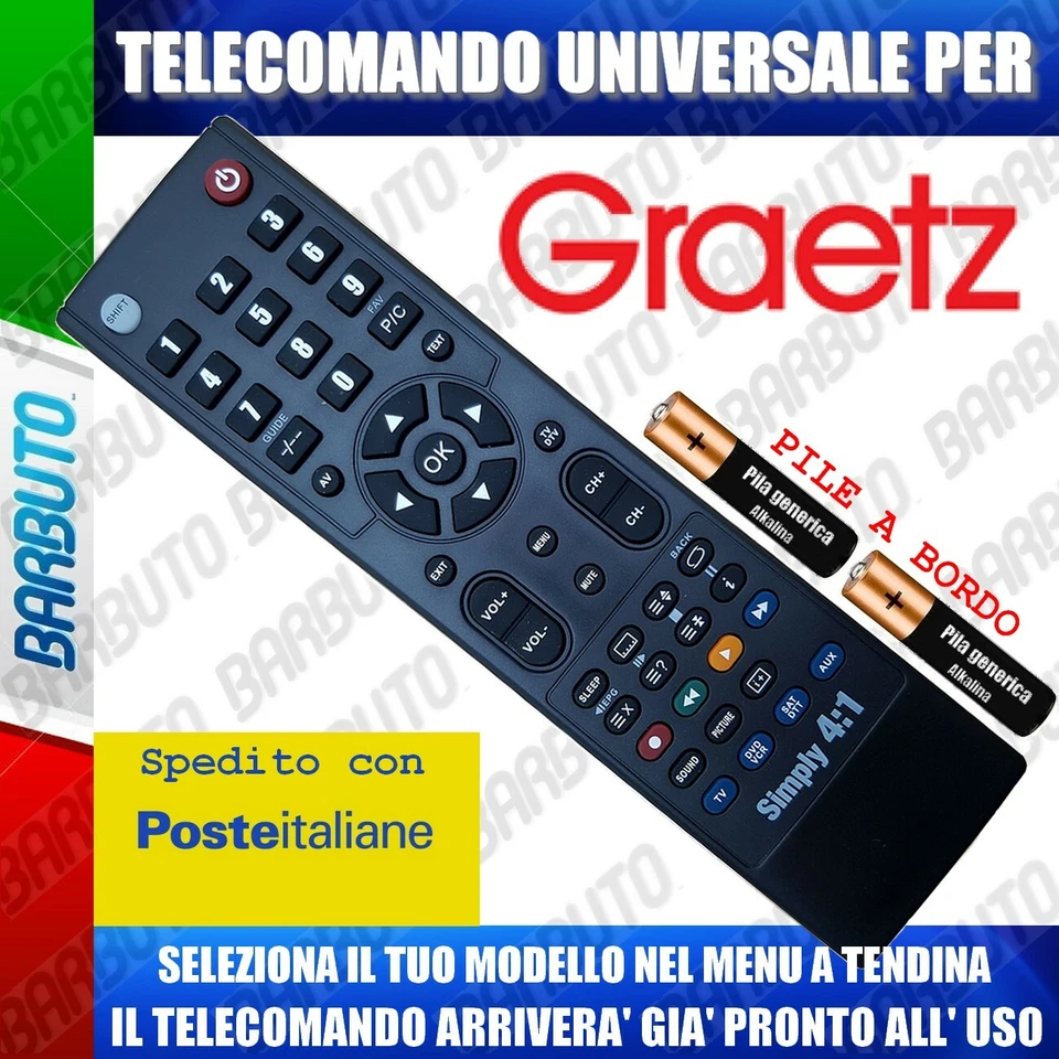 DIGITSAT TELECOMANDO UNIVERSALE GRAETZ " CLICCA SUL TUO MODELLO LO RICEVERAI GIA PRONTO