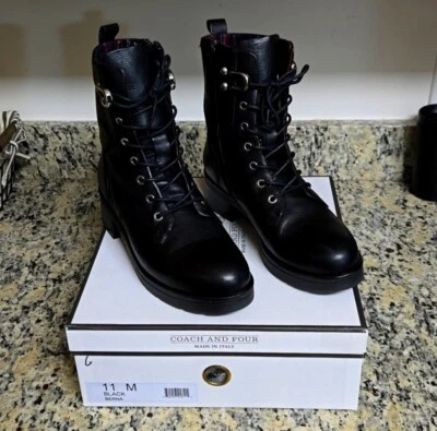 coach and four boots black leather w/ Silver hardware,Great condition, Size 11  - Image 1 of 4