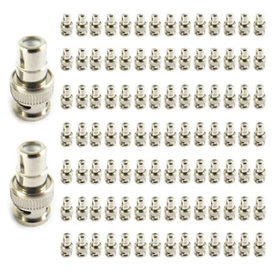 100pcs BNC Male To RCA Female Jack Straight CCTV Connector Adapter Nickel Plated - Picture 1 of 7
