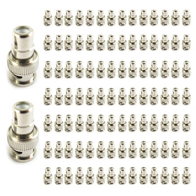 100pcs BNC Male To RCA Female Jack Straight CCTV Connector Adapter Nickel Plated - Image 1 of 4