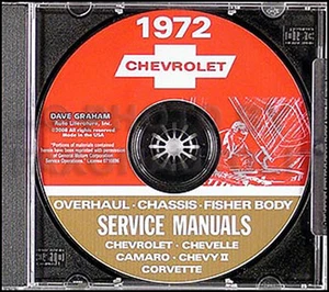 1972 CD Negozio Manuale Set Chevelle Monte Carlo El Camino Camaro Chevrolette - Foto 1 di 1