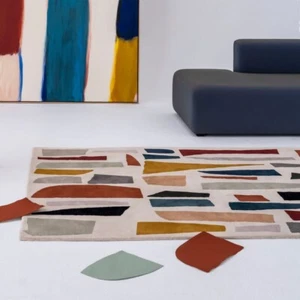 Beautiful Handmade 100% Wool Rug Hand Tufted Luxury Modern Rug Ivory Colorful - Picture 1 of 3