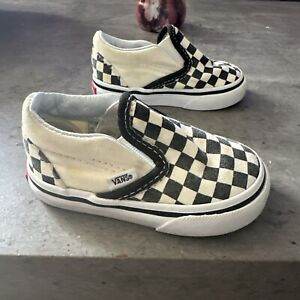 Vans Slip-On V Checkered Chedkerboard Infant/Toddler Size 4 Baby Shoes Used