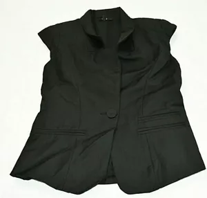 Millou Women's Formal Vest Sleeveless Button Collard Pockets Size Small Black - Picture 1 of 6