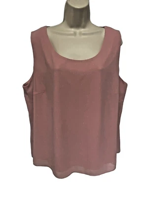 Blusa para mujer Dana Kay rosa brillo forrada transparente sin mangas talla 20W Foto 1 de 4