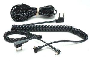 2 Flash Coiled Sync Cords 4, 5 & Straight 15ft Long With Double Plug Connectors. - Picture 1 of 1