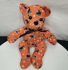 Halloween Bear Plush Orange Black Cats Bats Stars 8" Stuffed Animal Decor - Picture 1 of 12