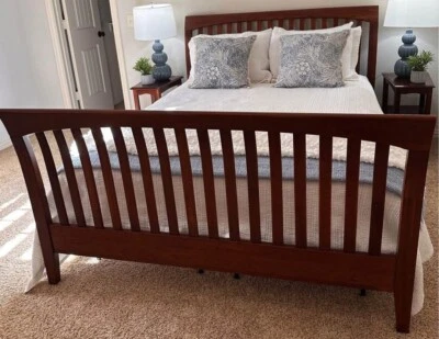 Ethan Allen American Impressions Queen Sleigh Bed Frame Cherry #24-5640-5 #224  - Image 1 of 4