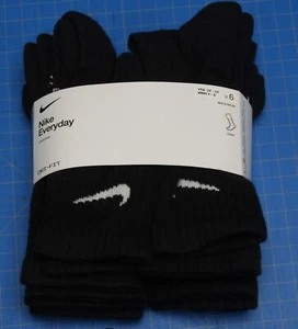 Nike Everyday Cotton Cushioned Dri Fit Crew Socks Unisex 3Y-5Y Wmns 4-6 Black - Picture 1 of 2