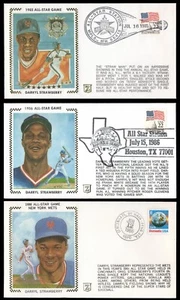 Lot of (3) Darryl Strawberry Cachet Cover Envelopes Dating 1985, 1986, and 1988! - Picture 1 of 7