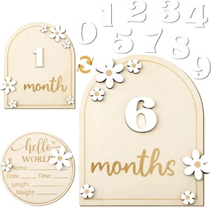 Carte Milestone Mensili Bambino con Insegna Neonato Ciao Mondo, Margherita Baby Milestone - Foto 1 di 12