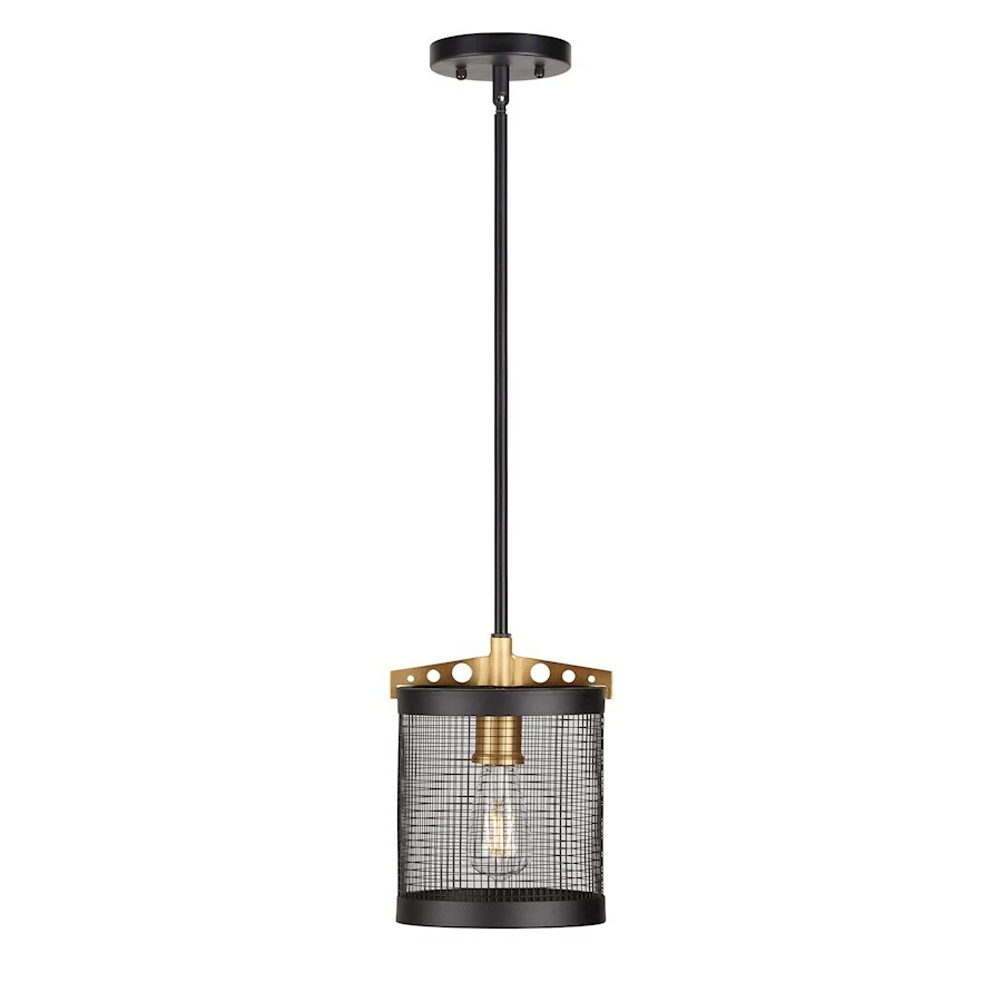 Forte Lighting Takoma 1 Light Mini Pendant, Black and Soft Gold - 7119-01-62 - Image 1 of 1