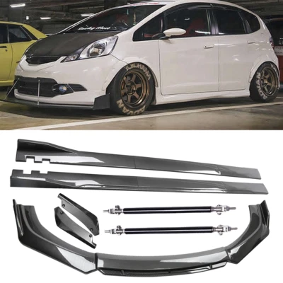 For Honda Fit 2006-2020 Carbon Fiber Side Skirt Rear & Front Bumper Lip Splitter Foto 1 de 4