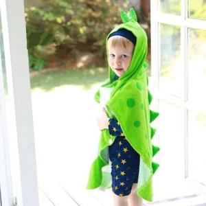 US Capped Hooded Baby Kids Dinosaur Bath Towel Wrap Toddler Bathrobe Cloak Cape - Picture 1 of 27