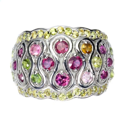 925 Sterlingsilber Ring Rund Amethyst Peridot Saphir Turmalin Edelstein - Bild 1 von 4