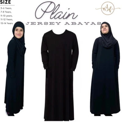 Top Quality Girls School Kids Black Long Sleeve Madrasa Abaya Islamic Jilbab - Image 1 of 2