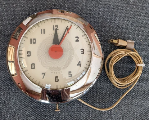 Vintage 40's Sentinel "Wafer" Chrome Wall Clock - Very Cool, Take A Look! Cover