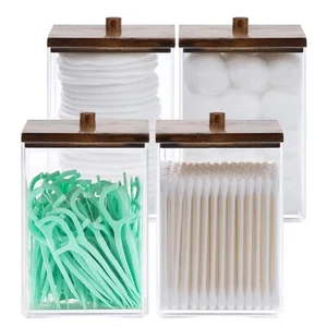 Tmax 12 Oz Cotton Swab/ball/pad Holder Qtip Apothecary Jar Clear Bathroom Contai - Picture 1 of 7