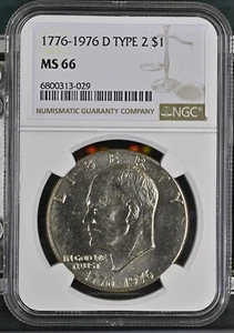 1776-1976 D Type 2 Eisenhower Dollar NGC MS 66 IKE - Picture 1 of 2
