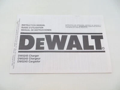 DeWALT Tool Instruction Manual Charger Model DW0245  - Image 1 of 3