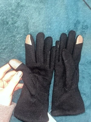 Guantes Mudpie Negro Pom-Pom Cremallera Pantalla Táctil Compatible Nuevos Con Etiquetas Foto 1 de 3