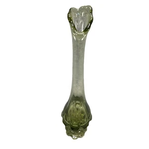 Vintage Fenton Glas Valencia Muster geschwungene Vase mit Blütenblattfuß grün MCM 60er - Bild 1 von 6