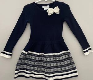 Vestido de otoño tejido azul marino/crema Miss Mona Mouse para niñas 3 - Imagen 1 de 6