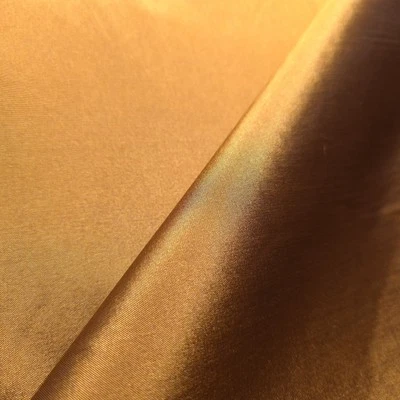Antique Batina Bronze Gold Faux Silk Taffeta Fabric 58" By The Yard Crisp Light  - Image 1 of 4