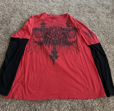 Camiseta Y2K MMA Elite Cruz Roja Gráfica Térmica Manga Larga 2XL Ropa de Calle Gótica Foto 1 de 4